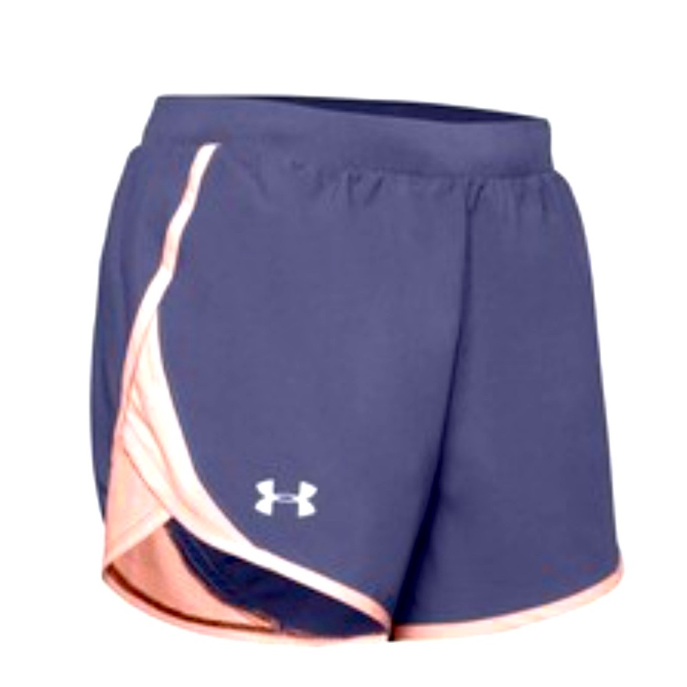 UNDER ARMOUR Fly Women Shorts Blue Ink/Peach Frost Sz G